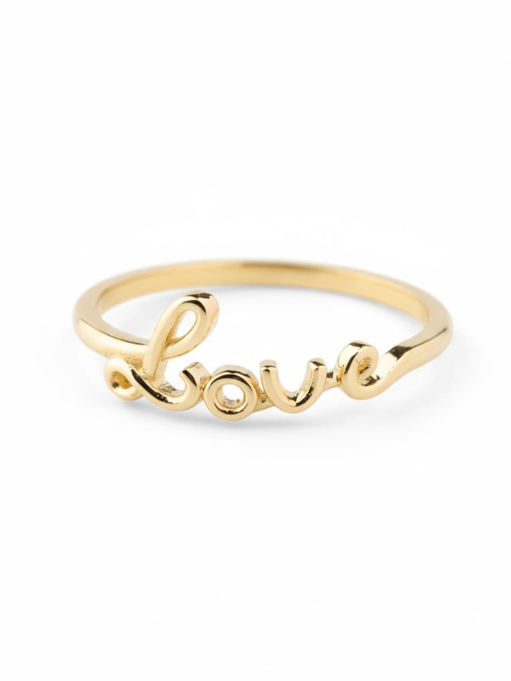 14k Delicate Gold 'Love' Script Ring - Picture 2 of 6